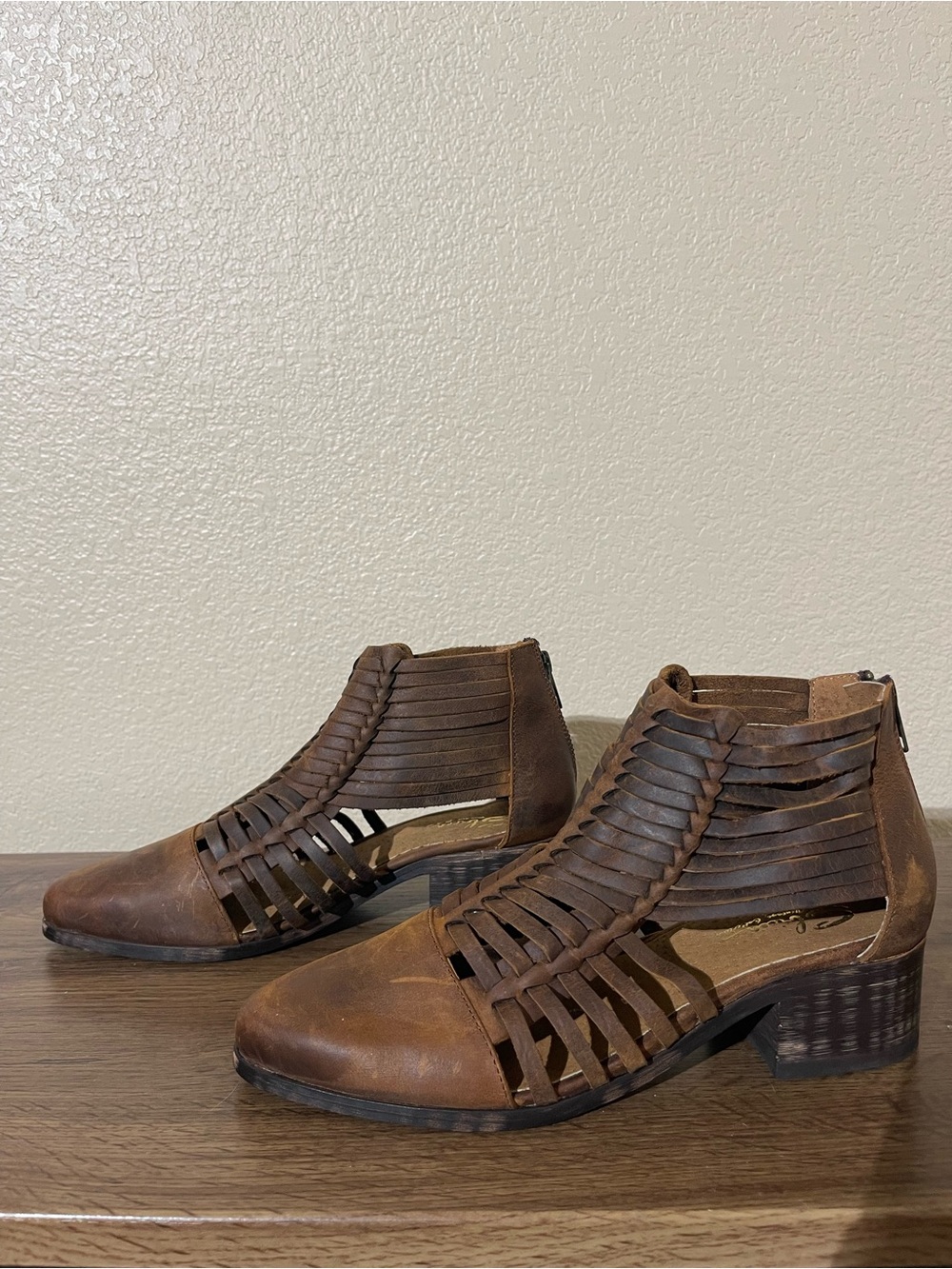Sbicca Brown Woven Cutout Low Heel Mules